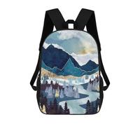 sinyumoney 3D Printing Valley Sunrise Children 17 Inch School Backpacks Boys Bookbags Big Capacity Bookbag Travel Backpack Daypacks