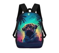 sinyumoney 3D Printing Vaporwave Pug Pixel Art Children School Backpacks Boys Bookbags Big Capacity Bookbag Travel Backpack Daypacks 17inch