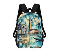 sinyumoney 3D Printing Venice Geometric Cityscape - Grand Canal & Basilica Art Children School Backpacks Boys Bookbags Big Capacity Bookbag Travel Backpack Daypacks 17inch