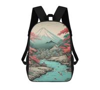 sinyumoney 3D Printing Vintage Mount Fuji Spring Children School Backpacks Boys Bookbags Big Capacity Bookbag Travel Backpack Daypacks 17inch