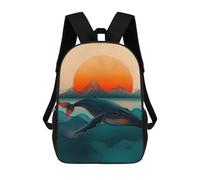 sinyumoney 3D Printing Whale Sunset Children School Backpacks Boys Bookbags Big Capacity Bookbag Travel Backpack Daypacks 17inch