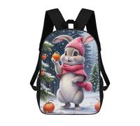 sinyumoney 3D Printing Winter Bunny with Persimmons Children 17 Inch School Backpacks Boys Bookbags Big Capacity Bookbag Travel Backpack Daypacks