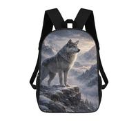 sinyumoney 3D Printing Wolf on Mountain Peak Children 17 Inch School Backpacks Boys Bookbags Big Capacity Bookbag Travel Backpack Daypacks