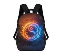 sinyumoney 3D Printing Yin Yang Fire And Ice Children School Backpacks Boys Bookbags Big Capacity Bookbag Travel Backpack Daypacks 17inch