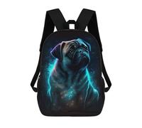 sinyumoney 3D Pug Dog Glowing Kid's Backpack Waterproof School Bag Bookbag Cute Rucksacks Fashion Casual Schoolbag for Kids for Girl Boy School 17inch