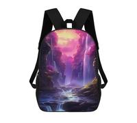 sinyumoney 3D Purple Fantasy Waterfall Kid's Backpack Waterproof School Bag Bookbag Cute Rucksacks Fashion Casual Schoolbag for Kids for Girl Boy School 17inch