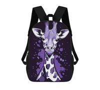 sinyumoney 3D Purple Giraffe Portrait Kid's Backpack Waterproof 17inch School Bag Cute Rucksacks Fashion Casual Schoolbag for Kids for Girl Boy School