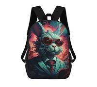 sinyumoney 3D Rabbit in Suit with Sunglasses Kid's Backpack Waterproof School Bag Bookbag Cute Rucksacks Fashion Casual Schoolbag for Kids for Girl Boy School 17inch
