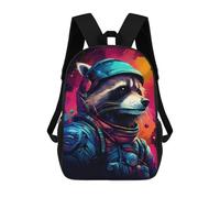 sinyumoney 3D Raccoon Astronaut Space Suit-1 Kid's Backpack Waterproof 17inch School Bag Cute Rucksacks Fashion Casual Schoolbag for Kids for Girl Boy School