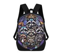 sinyumoney 3D Raccoon Whimsical Kid's Backpack Waterproof 17inch School Bag Cute Rucksacks Fashion Casual Schoolbag for Kids for Girl Boy School