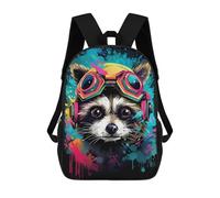 sinyumoney 3D Raccoon with Goggles Art Print Kid's Backpack Waterproof 17inch School Bag Cute Rucksacks Fashion Casual Schoolbag for Kids for Girl Boy School