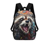sinyumoney 3D Raccoon's Wild Expression Kid's Backpack Waterproof School Bag Bookbag Cute Rucksacks Fashion Casual Schoolbag for Kids for Girl Boy School 17inch