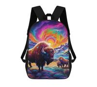 sinyumoney 3D Rainbow Bison Majesty Kid's Backpack Waterproof School Bag Bookbag Cute Rucksacks Fashion Casual Schoolbag for Kids for Girl Boy School 17inch