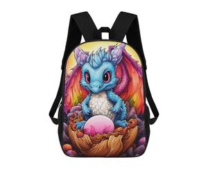 sinyumoney 3D Rainbow Dragon Hatchling Print Children Backpack for School Students Backpacks Schoolbag Shoulder Book Bags 17inch