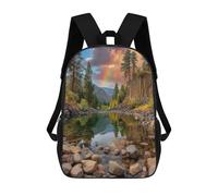 sinyumoney 3D Rainbow Reflections in Nature Kid's Backpack Waterproof 17inch School Bag Cute Rucksacks Fashion Casual Schoolbag for Kids for Girl Boy School
