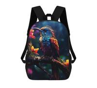sinyumoney 3D Rainy Bird of Paradise Printing Daypacks Kids Casual Backpack Knapsack High Capacity Rucksack Travel Laptop Book Bag 17inch