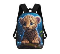 sinyumoney 3D Rainy Leopard Cub Print Children Backpack for School Students Backpacks Schoolbag Shoulder Book Bags 17inch