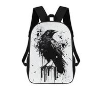 sinyumoney 3D Raven Black And White School Backpack Student Casual Backpack For Kid's Children's Daypack Bookbag Hiking Sports Outdoor Work Travel Laptop Bag 17inch