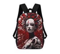 sinyumoney 3D Red And White Artistic Portrait Print Children Backpack for School Students Backpacks Schoolbag Shoulder Book Bags 17inch