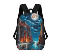 sinyumoney 3D Red Cliffs And Roses Night School Backpack Student Casual Backpack For Kid's Children's Daypack Bookbag Hiking Sports Outdoor Work Travel Laptop Bag 17inch