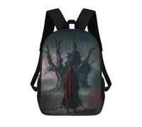 sinyumoney 3D Red Cloak in The Haunted Forest Print Children Backpack for School Students Backpacks Schoolbag Shoulder Book Bags 17inch