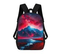 sinyumoney 3D Red Mountain School Backpack Student Casual Backpack For Kid's Children's Daypack Bookbag Hiking Sports Outdoor Work Travel Laptop Bag 17inch