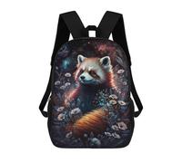 sinyumoney 3D Red Panda in Starry Garden School Backpack for Kids Adult,Animal Schoolbags Large Bookbags Casual Daypack with Side Mesh Pocket 17inch