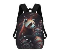 sinyumoney 3D Red Panda with Flowers in Space -1 Kid's Backpack Waterproof School Bag Bookbag Cute Rucksacks Fashion Casual Schoolbag for Kids for Girl Boy School 17inch