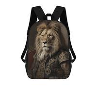 sinyumoney 3D Regal Lion Portrait in Renaissance Style Print Children Backpack for School Students Backpacks Schoolbag Shoulder Book Bags 17inch