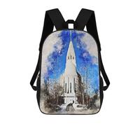 sinyumoney 3D Reykjavik Watercolor School Backpack Student Casual Backpack For Kid's Children's Daypack Bookbag Hiking Sports Outdoor Work Travel Laptop Bag 17inch