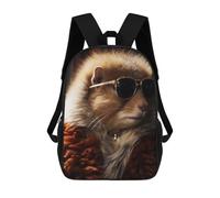 sinyumoney 3D Rich Hamster with Glasses School Backpack Student Casual Backpack For Kid's Children's Daypack Bookbag Hiking Sports Outdoor Work Travel Laptop Bag 17inch