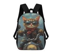 sinyumoney 3D Rider Cat Biker Style -4 Kid's Backpack Waterproof 17inch School Bag Cute Rucksacks Fashion Casual Schoolbag for Kids for Girl Boy School