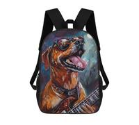 sinyumoney 3D Rock Star Dog Guitar Painting -6 Kid's Backpack Waterproof 17inch School Bag Cute Rucksacks Fashion Casual Schoolbag for Kids for Girl Boy School