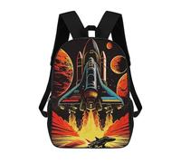 sinyumoney 3D Rocket Galaxy School Backpack Student Casual Backpack For Kid's Children's Daypack Bookbag Hiking Sports Outdoor Work Travel Laptop Bag 17inch