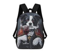 sinyumoney 3D Royal Dog with Wine Glass Kid's Backpack Waterproof 17inch School Bag Cute Rucksacks Fashion Casual Schoolbag for Kids for Girl Boy School
