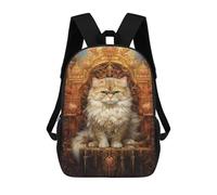 sinyumoney 3D Royal Persian Cat Throne-13 Kid's Backpack Waterproof 17inch School Bag Cute Rucksacks Fashion Casual Schoolbag for Kids for Girl Boy School