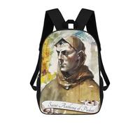 sinyumoney 3D Saint Anthony of Padua Kid's Backpack Waterproof 17inch School Bag Cute Rucksacks Fashion Casual Schoolbag for Kids for Girl Boy School