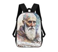 sinyumoney 3D Saint Benedict Benedictine Kid's Backpack Waterproof 17inch School Bag Cute Rucksacks Fashion Casual Schoolbag for Kids for Girl Boy School