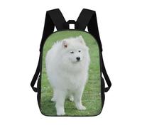 sinyumoney 3D Samoyed 17 Inch School Backpack Student Casual Backpack For Kid's Children's Daypack Bookbag Hiking Sports Outdoor Work Travel Laptop Bag