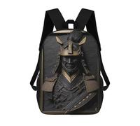 sinyumoney 3D Samurai Gold Decor 17 Inch School Backpack Student Casual Backpack For Kid's Children's Daypack Bookbag Hiking Sports Outdoor Work Travel Laptop Bag