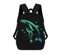 sinyumoney 3D Scuba Diver And Whale Printing Daypacks Kids Casual Backpack Knapsack High Capacity Rucksack Travel Laptop Book Bag 17inch