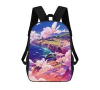 sinyumoney 3D Serene Coastal Dreamscape Kid's Backpack Waterproof School Bag Bookbag Cute Rucksacks Fashion Casual Schoolbag for Kids for Girl Boy School 17inch