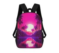 sinyumoney 3D Serene Synthwave Paradise Printing Daypacks Kids Casual Backpack Knapsack High Capacity Rucksack Travel Laptop Book Bag 17inch