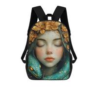 sinyumoney 3D Serene Woman with Snake School Backpack Student Casual Backpack For Kid's Children's Daypack Bookbag Hiking Sports Outdoor Work Travel Laptop Bag 17inch