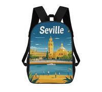 sinyumoney 3D Seville Minimal Travel Art School Backpack Student Casual Backpack For Kid's Children's Daypack Bookbag Hiking Sports Outdoor Work Travel Laptop Bag 17inch
