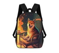 sinyumoney 3D Shiba Is Fine Now School Backpack Student Casual Backpack For Kid's Children's Daypack Bookbag Hiking Sports Outdoor Work Travel Laptop Bag 17inch