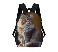 sinyumoney 3D Siberian Cat Oil Paint Print Children Backpack for School Students Backpacks Schoolbag Shoulder Book Bags 17inch