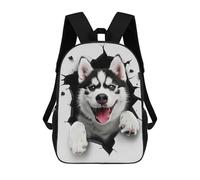 sinyumoney 3D Siberian Husky Dog School Backpack Student Casual Backpack For Kid's Children's Daypack Bookbag Hiking Sports Outdoor Work Travel Laptop Bag 17inch