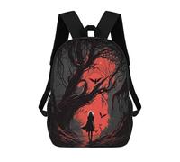 sinyumoney 3D Silhouette in A Haunting Forest Kid's Backpack Waterproof School Bag Bookbag Cute Rucksacks Fashion Casual Schoolbag for Kids for Girl Boy School 17inch