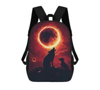 sinyumoney 3D Silhouette Wolf Sunset Printing Daypacks Kids Casual Backpack Knapsack High Capacity Rucksack Travel Laptop Book Bag 17inch